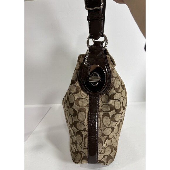COACH Signature Hobo Bag  Brown / Beige Canvas Leather Trim